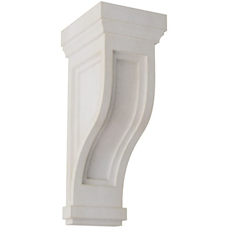 Ekena Millwork 6 1/2"W x 6 1/2"D x 14"H Traditional Recessed Wood Vintage Decor Corbel, Chalk Dust White CORWD06X06X14TRWH